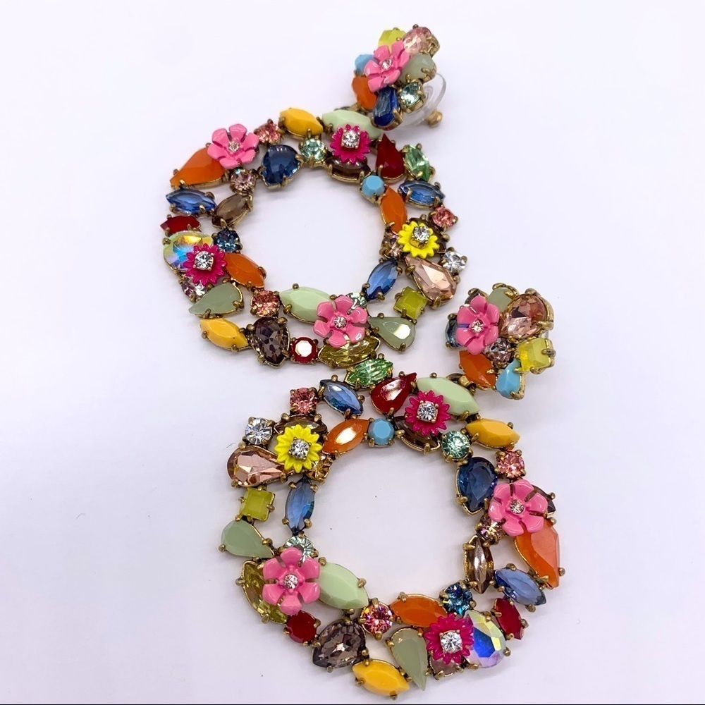 J. Crew Watusi Crystal Wreath Earrings